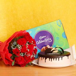 Celebration & Roses With Cake
